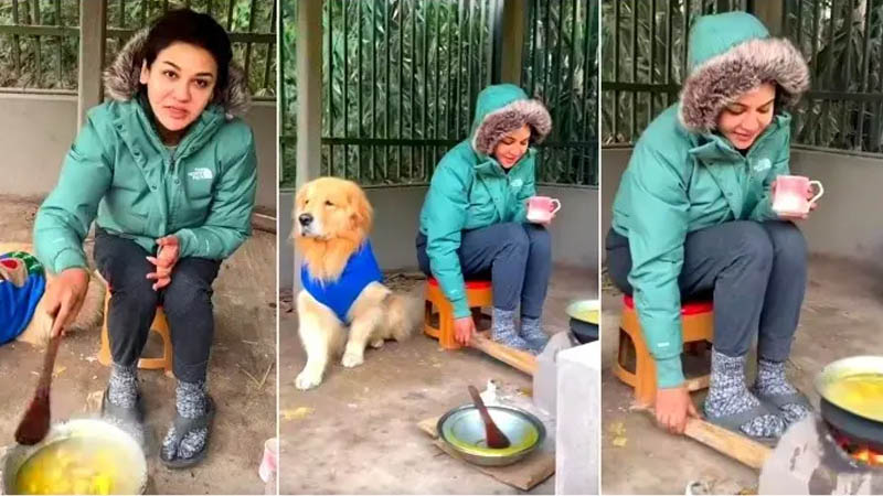 শীতে মাটির চুলায় রান্না করছেন জয়া আহসান