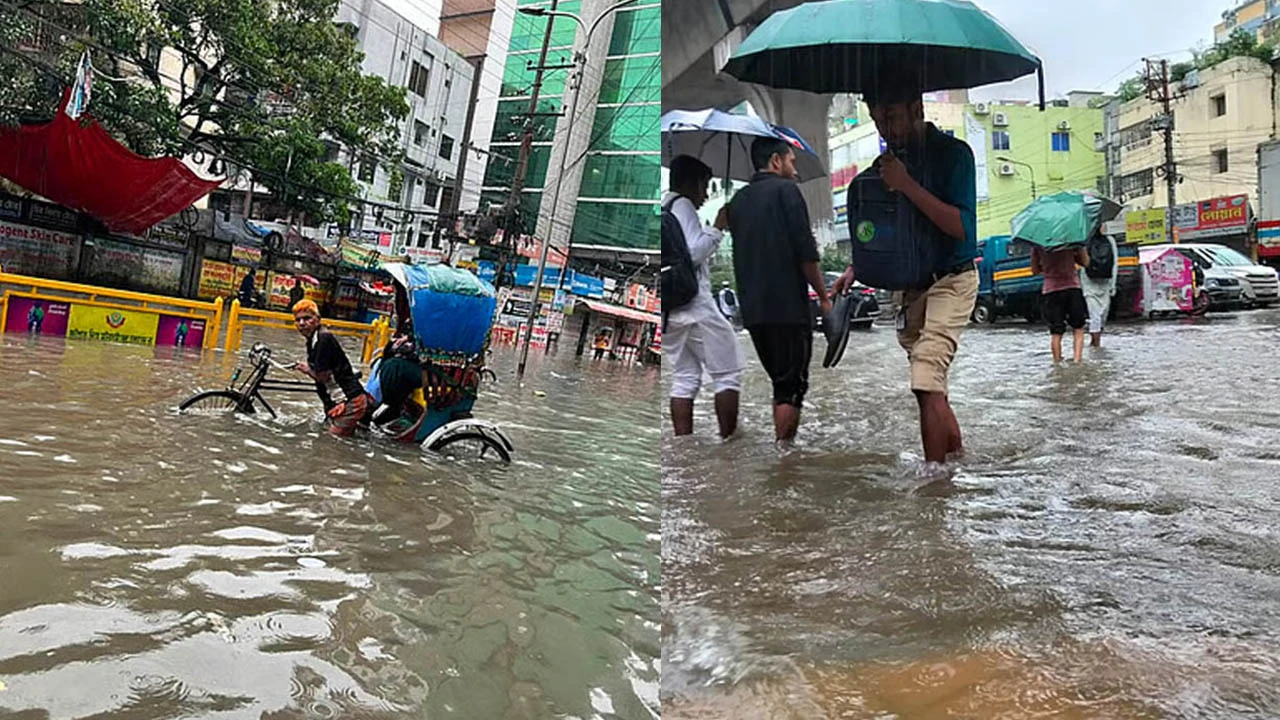 রাত থেকে অঝোর বৃষ্টিতে ঢাকার বিভিন্ন রাস্তায় পানি, কিছু স্কুলে পরীক্ষা বন্ধ