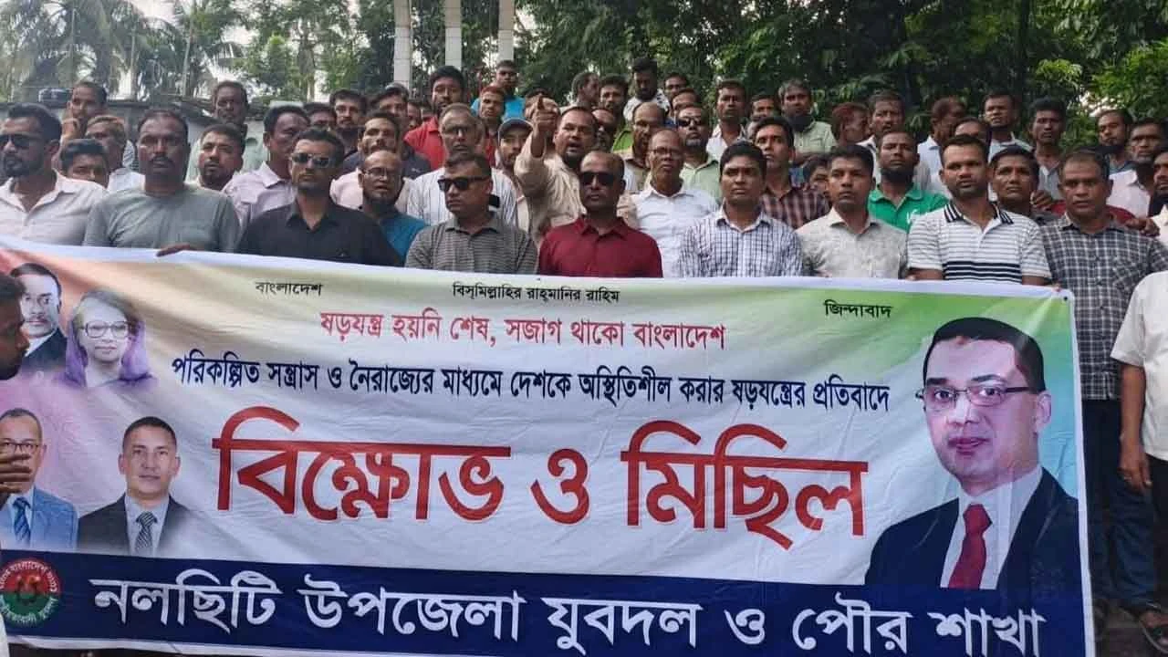 নলছিটিতে যুবদলের বিক্ষোভ মিছিল