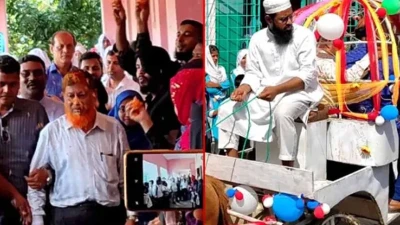 প্রিয় শিক্ষককে ঘোড়ার গাড়িতে চড়িয়ে রাজকীয় বিদায়