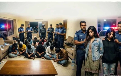 আলোচিত সেই বাড়ি থেকে পুলিশ কর্মকর্তার দুই মেয়েও আটক