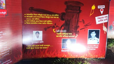 আন্দোলনের মুখে বিলবোর্ড থেকে দণ্ডিত যুদ্ধাপরাধীদের ছবি নামালো প্রশাসন
