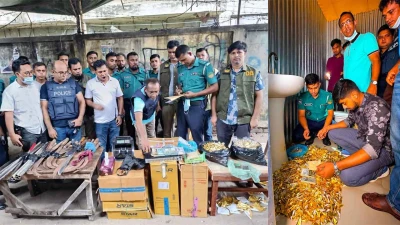 টঙ্গী হাজী মাজার বস্তিতে অভিযান; হেরোইন ও দেশীয় অস্ত্র সহ নগদ টাকা উদ্ধার