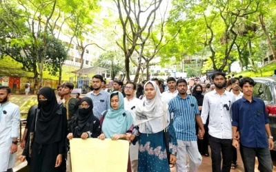 কুবিতে অপ্রতিম হত্যার বিচার ও ৪ দফা দাবিতে মৌন মিছিল, উপাচার্য বরাবর স্মারকলিপি