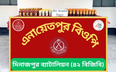 দিনাজপুর ও ঠাকুরগাঁও সীমান্তে বিজিবির অভিযানে মাদক ও নিষিদ্ধ সিরাপ উদ্ধার